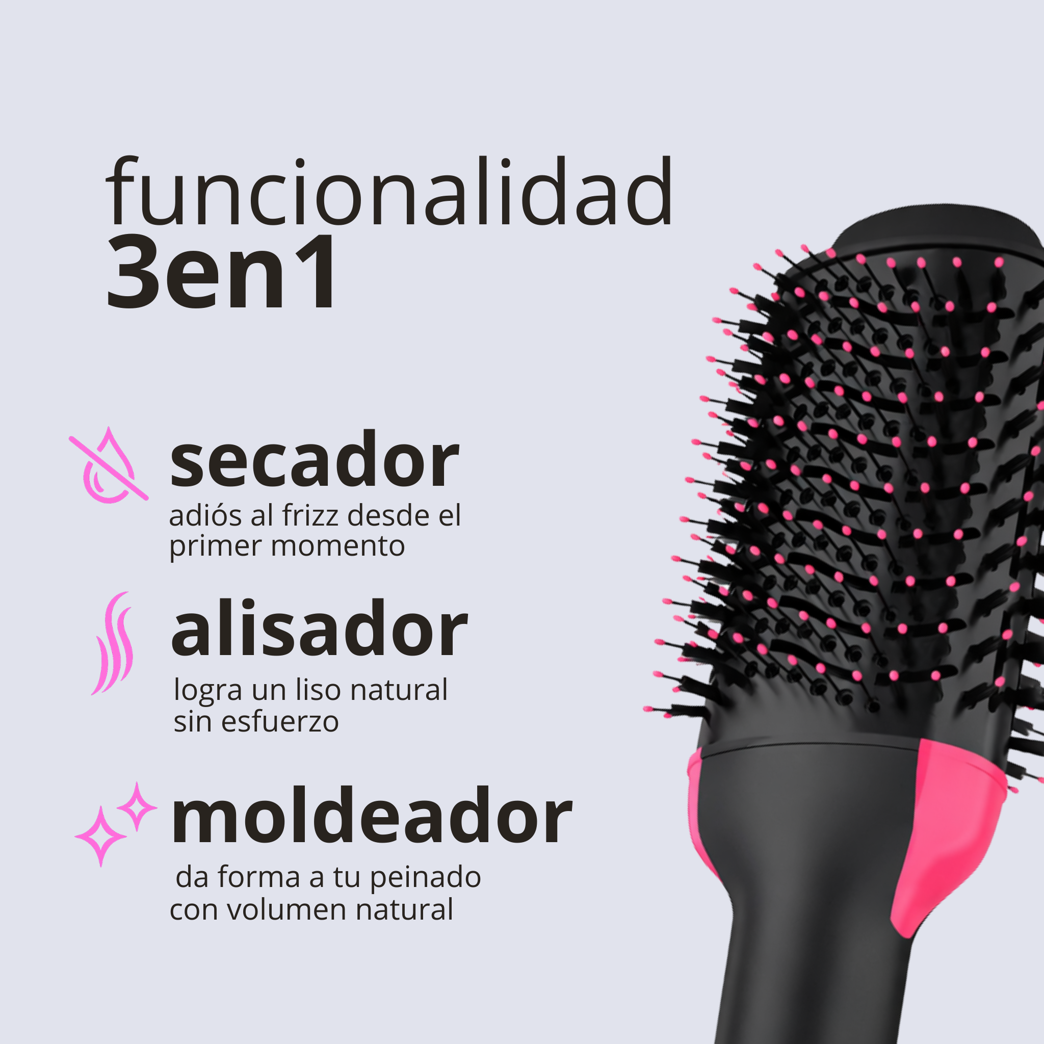 Cepillo secador 3 en 1